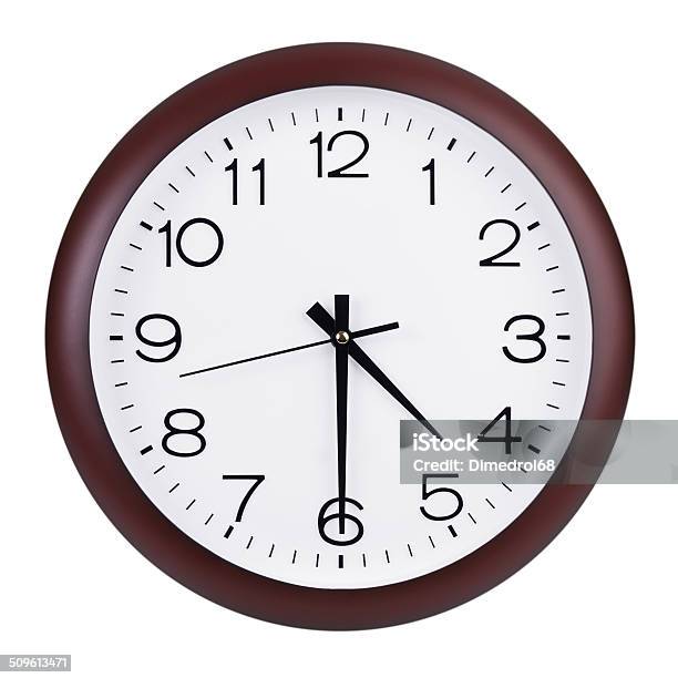 Half Of The Fifth On A Round Clock Stock Photo - Download Image Now - Circle, Clock, Clock Face