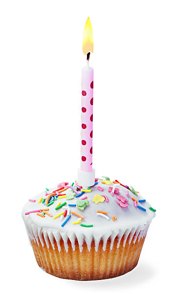 istock cupcake with a birthday candle 509613487