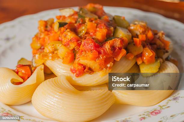 Pasta With Vegetables Stock Photo - Download Image Now - Backgrounds, Bell Pepper, Cooked