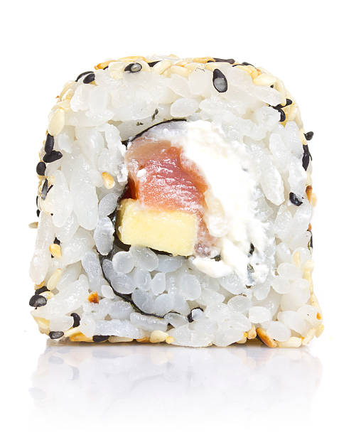 istock Sushi roll with sesame and isolated on white 509614521