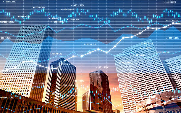 ビジネス地区：株価、財務データの街の背景に - stock market stock exchange city global finance ストックフォトと画像