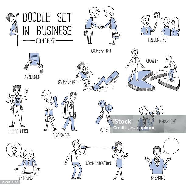 Business Concept Doodle Stock Illustration - Download Image Now - Doodle, Voting, Characters