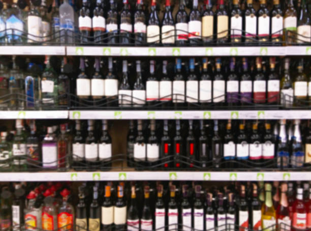 istock Wine Liquor bottle on shelf Blurred background 509616946