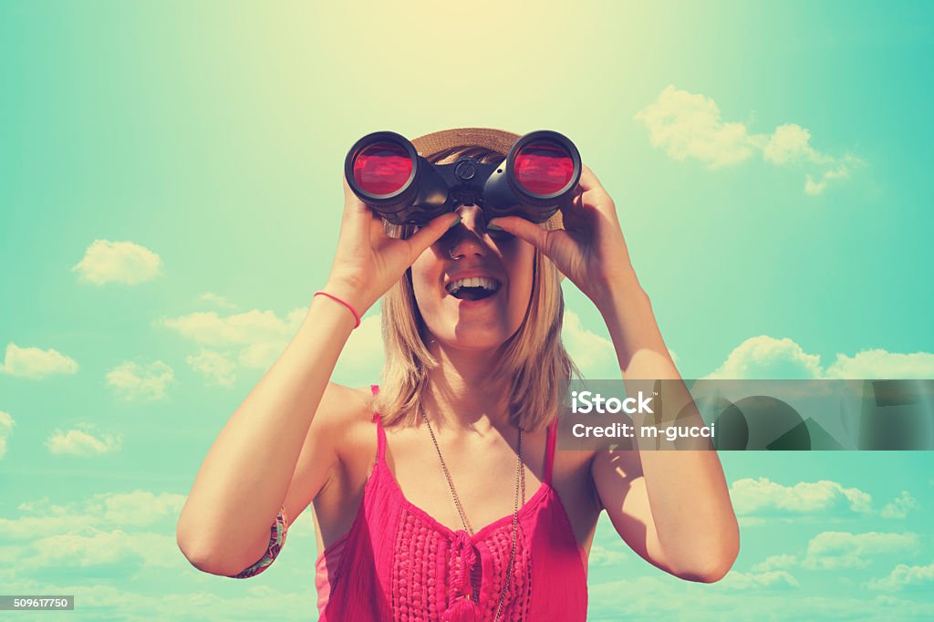 Good time for nature observing through binoculars. A good time for nature observing through binoculars. Binoculars Stock Photo