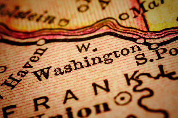 Washington, Missouri on 1880's map. Selective focus and Canon EOS 5D Mark II with MP-E 65mm macro lens.
