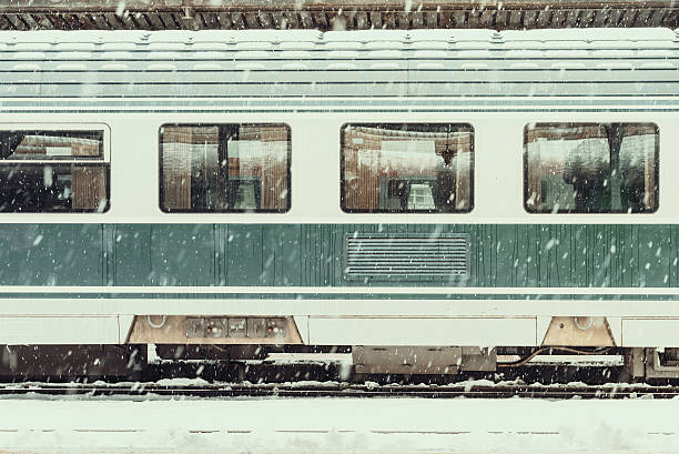 Snow On Frozen Train Car In Winter