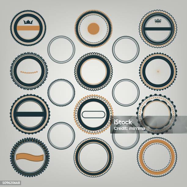 Signs Emblems And Labels For Design Stock Illustration - Download Image Now - Badge, Banner - Sign, Blue