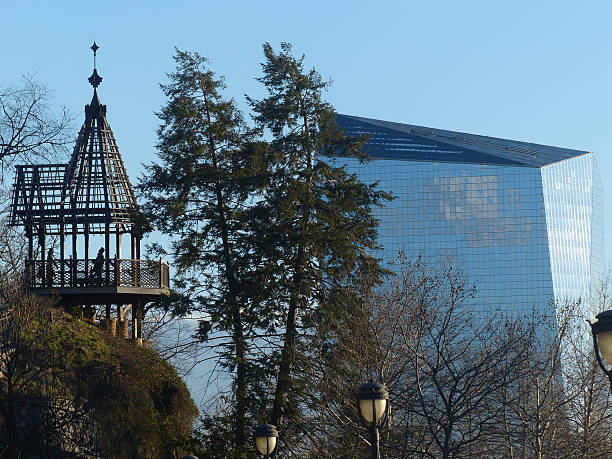 istock Modern glass building and rustic gazebo from Fairmont Water Works 509622090