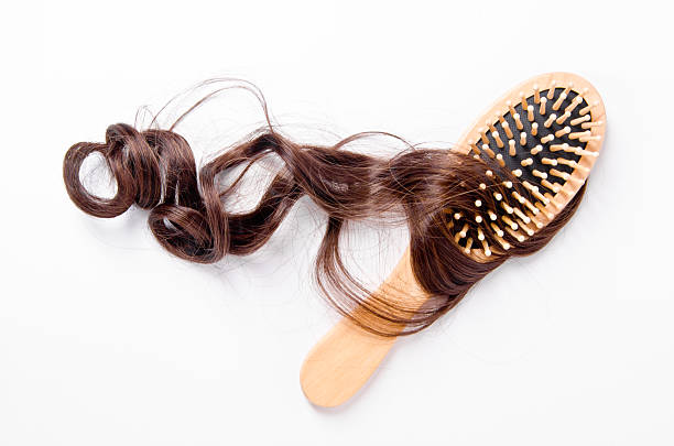 istock wooden comb brush with hair 509622413