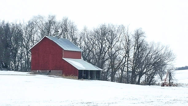 istock Red Barn in Iowa on a Snowy Day 509622640