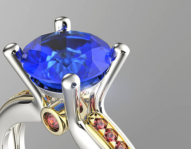 istock Golden Engagement Ring with Sapphire 509624275