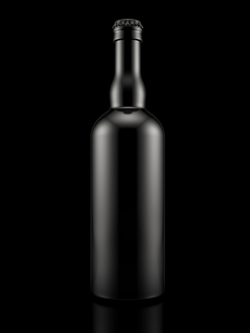 A beer bottle isolated on black.
