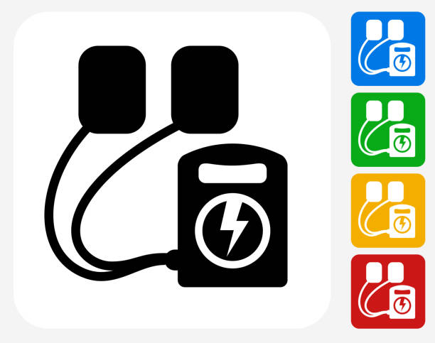 stockillustraties, clipart, cartoons en iconen met defibrillator icon flat graphic design - defibrillator