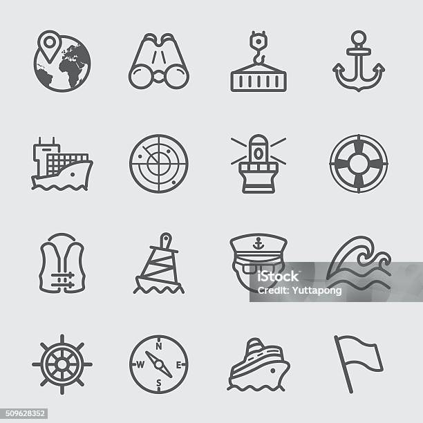 Port Marine Line Icon Stock Illustration - Download Image Now - Icon Symbol, Safety, Sailing