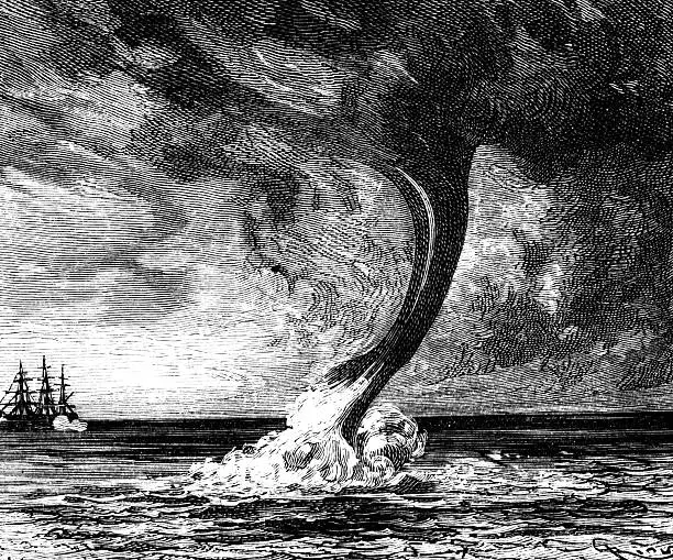 Close up of a marine tornado and a galleon in the background.
