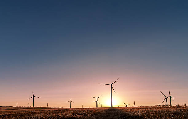 istock Silhouette of a windmill on a rural field on sunset 509629819