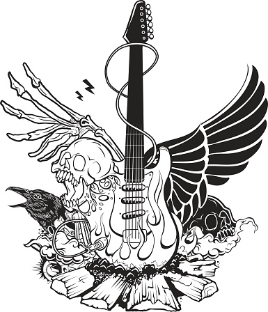 Ilustración de Rock N Roll y más Vectores Libres de Derechos de Fuego -  Fuego, Guitarra, Música rock - iStock