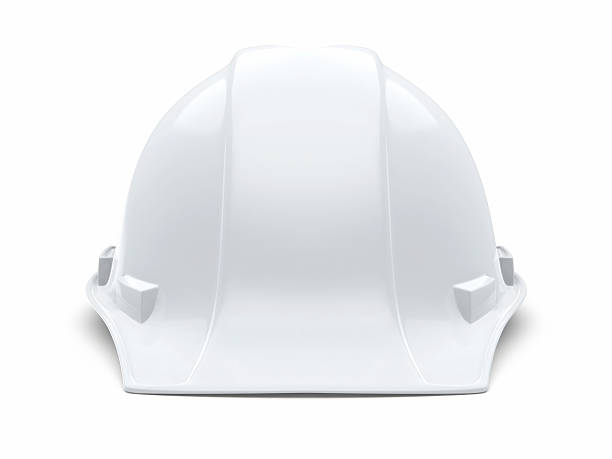 Hard has 3d render White Hard hat (isolated on white and clipping path) hard hat stock pictures, royalty-free photos & images