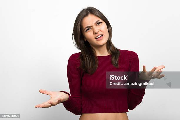 Angry Woman Stock Photo - Download Image Now - Confusion, Arms Raised, One Person