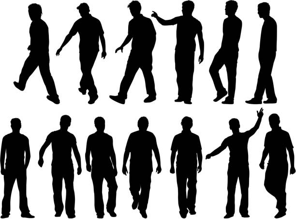 silhouette eines mannes. - shadow men silhouette people stock-grafiken, -clipart, -cartoons und -symbole