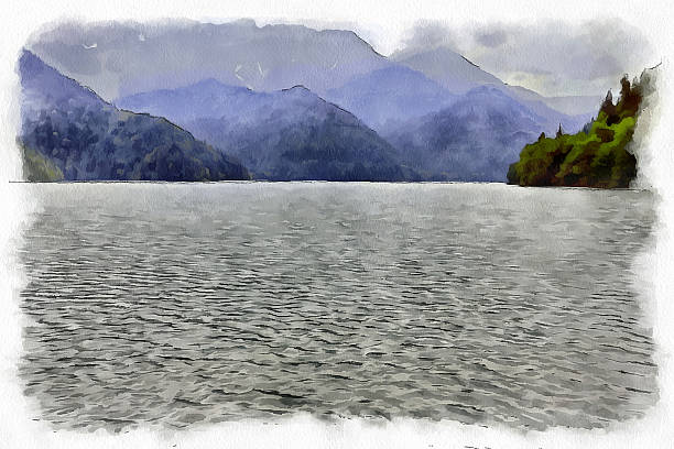 istock Painted a picture of a mountain lake 509637726