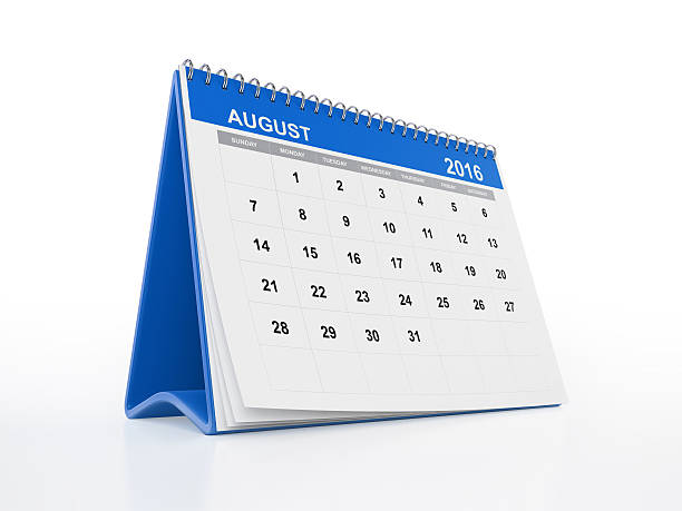 istock Blue Monthly Desktop Calendar: August 509639068