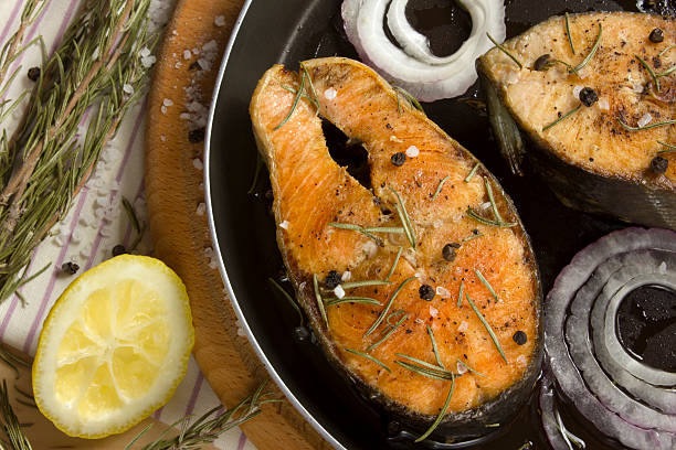 istock fried fish with seasonings on a frying pan 509639300