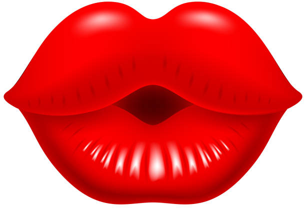 comic abbildung eines weiblichen lippen isoliert auf weißer hintergrund - big lips stock-grafiken, -clipart, -cartoons und -symbole