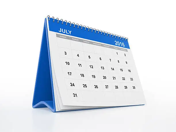 Photo of Blue Monthly Desktop Calendar: July