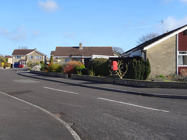 istock Image of a residential area lined with rows of bungalows 509640422