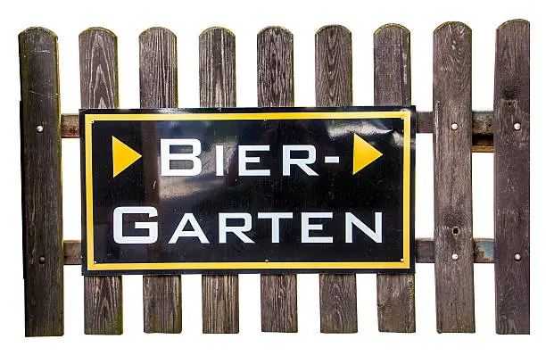 original german beergarden sign. Isolated on white