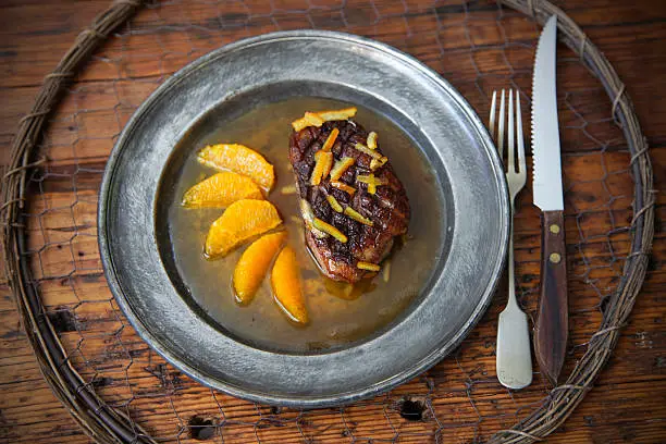 pan seared duck breast with orange sauce