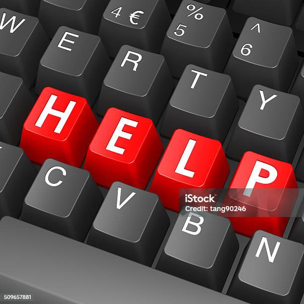 Black Keyboard With Help Word Stock Photo - Download Image Now - Assistance, Communication, Computer