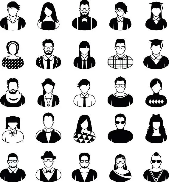 Vector illustration of Young people – icon set