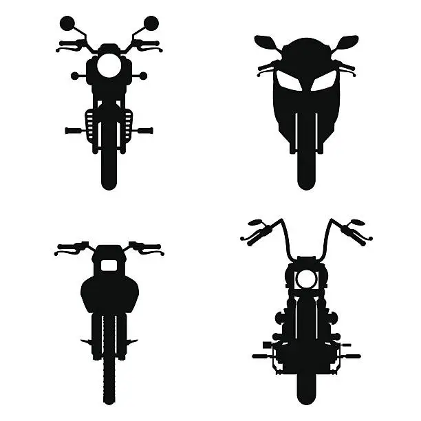 Vector illustration of Motorcycles frontviews silhouettes