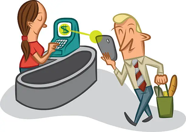 Vector illustration of Paying with a Smartphone