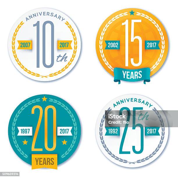 Annivesary Badge Symbols And Decorative Design Elements Stock Illustration - Download Image Now