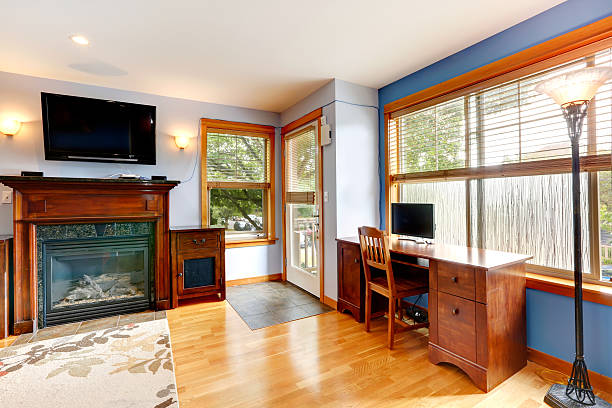istock Living room with office area 509659455