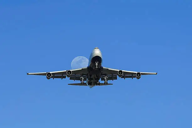 747 Jet plane descending into Sky Harbor Int. Airport..Phoenix, Az.