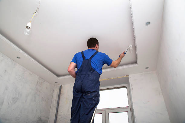 homem trabalhador tintas a acordaremos dentro do quarto interior - plasterboard ceiling plaster molding - fotografias e filmes do acervo