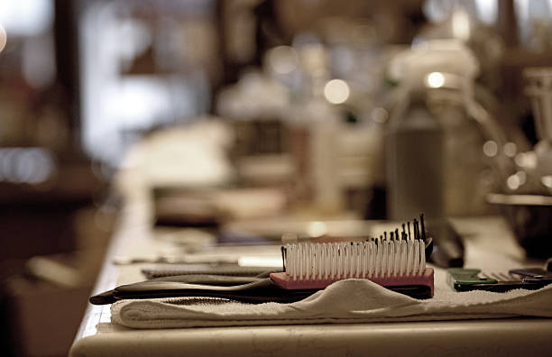 istock Shaving equipment at a retro barbershop 509661408