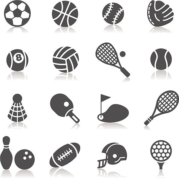 ilustraciones, imágenes clip art, dibujos animados e iconos de stock de iconos de deporte - paddle ball racket ball table tennis racket