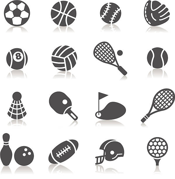 ilustrações de stock, clip art, desenhos animados e ícones de ícones de desporto - racket tennis professional sport ball