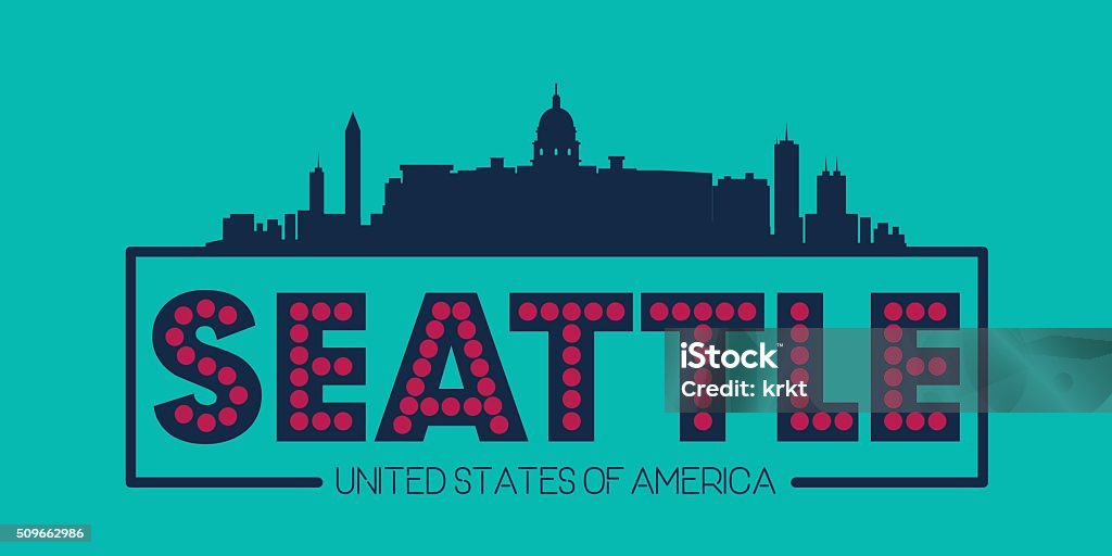 Seattle Skyline Silhouette Poster Vector Stock Illustration - Download ...
