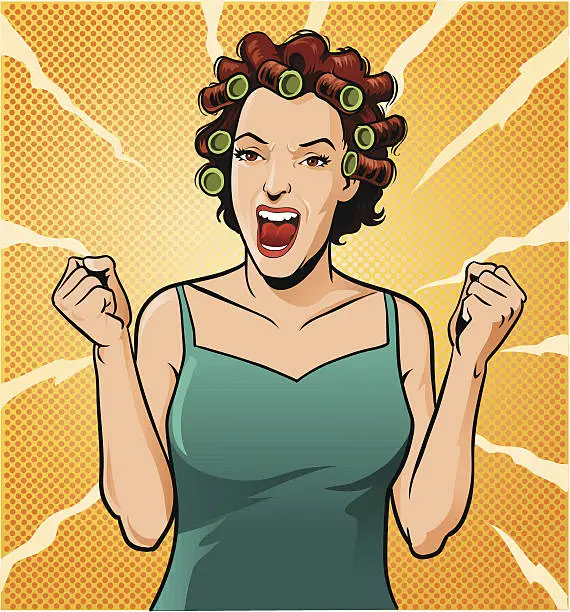 Vector illustration of Retro Style Woman Screaming