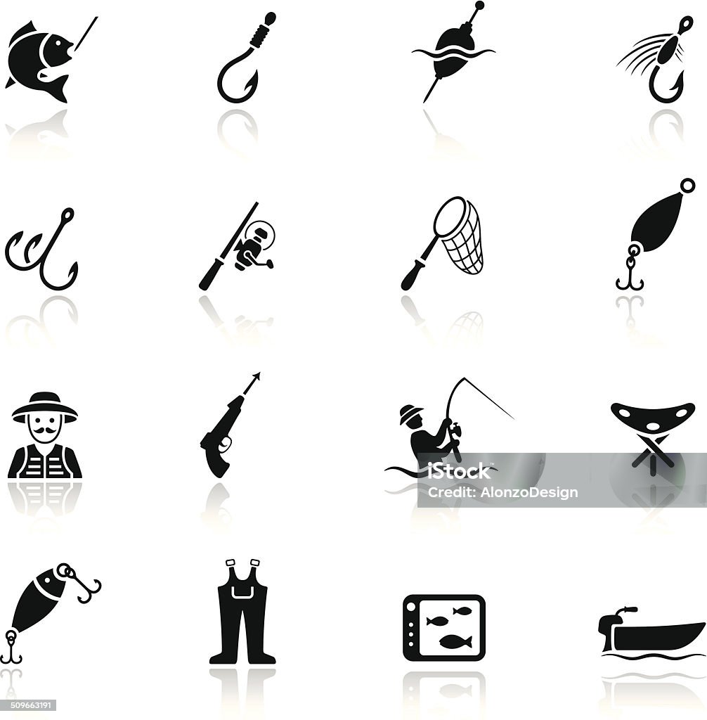 Fishing Icon Set High Resolution JPG,CS6 AI and Illustrator EPS 10 included. Each element is named,grouped and layered separately. Very easy to edit.  Icon Symbol stock vector