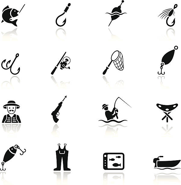 Fishing Icon Set High Resolution JPG,CS6 AI and Illustrator EPS 10 included. Each element is named,grouped and layered separately. Very easy to edit.  fishing worm stock illustrations