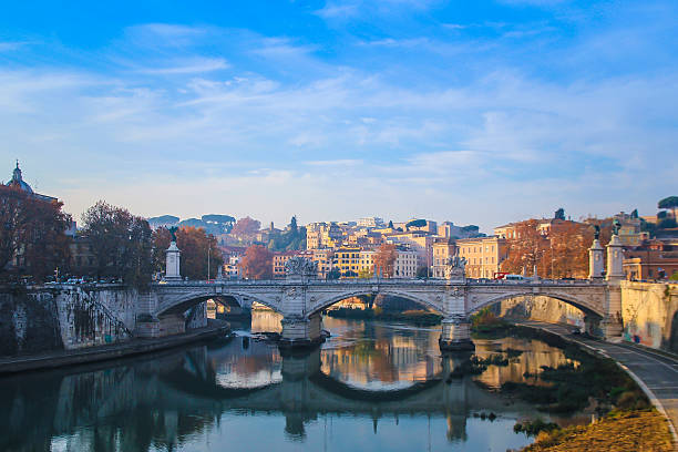 istock Bridge in Roma, Italy. View on hills. 509663562