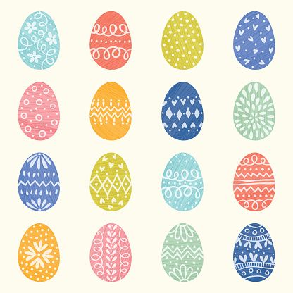 Vector Easter set with decorative eggs.