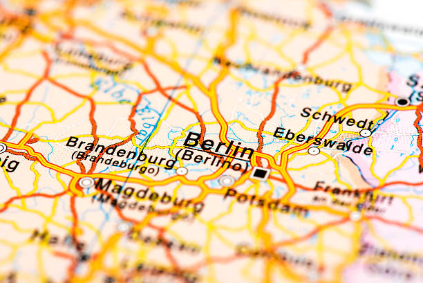 Map of Berlin, Germany Map of Berlin, Germany. Detail from the World Atlas. brandenburg state stock pictures, royalty-free photos & images